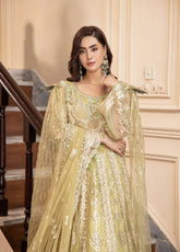 Areesha Luxury Embroidered Organza 3 Piece Unstitched Suit ARE25LC D-06 SUNNY BLUSH